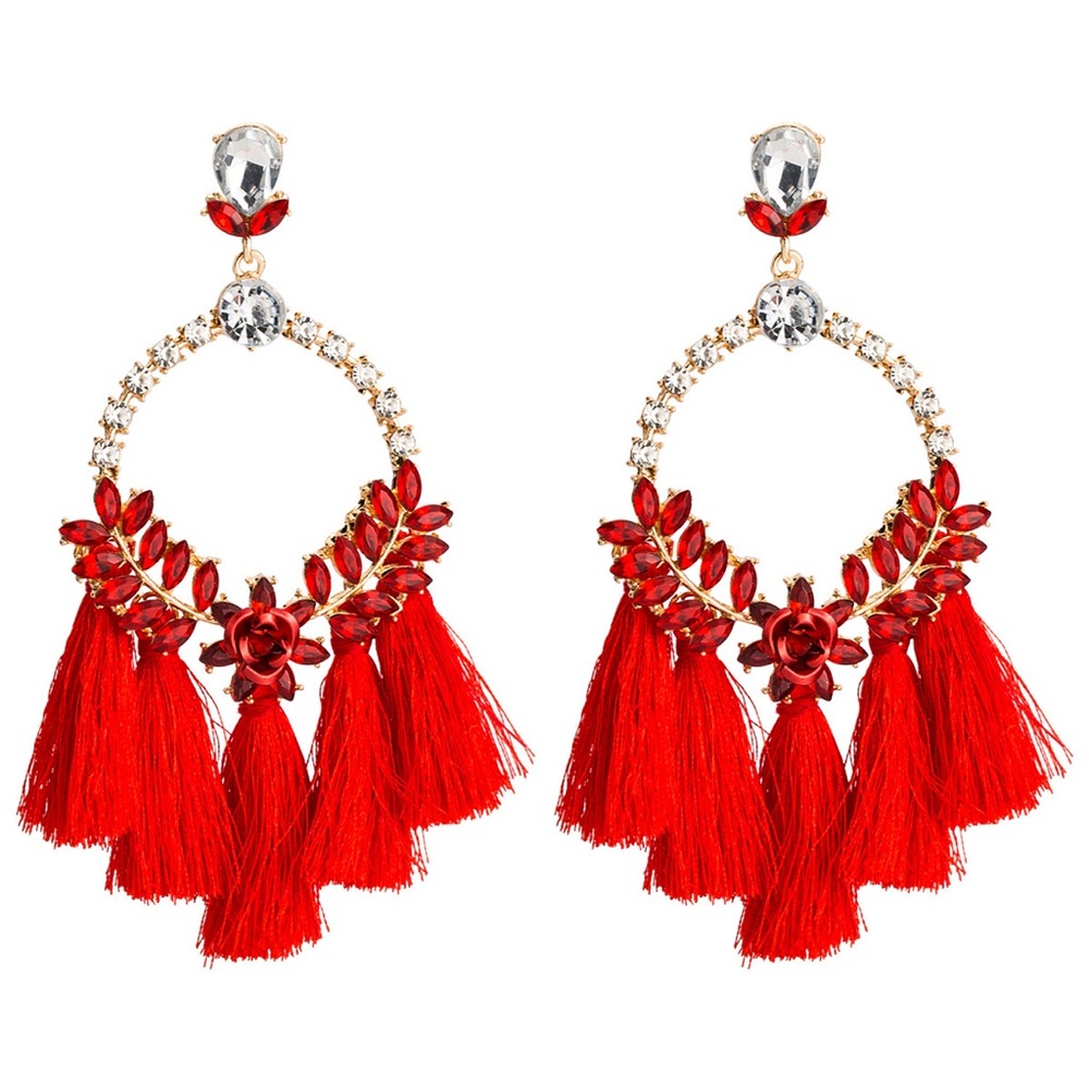 Red fringe bohemian tassel Fashion Jewelry earrings